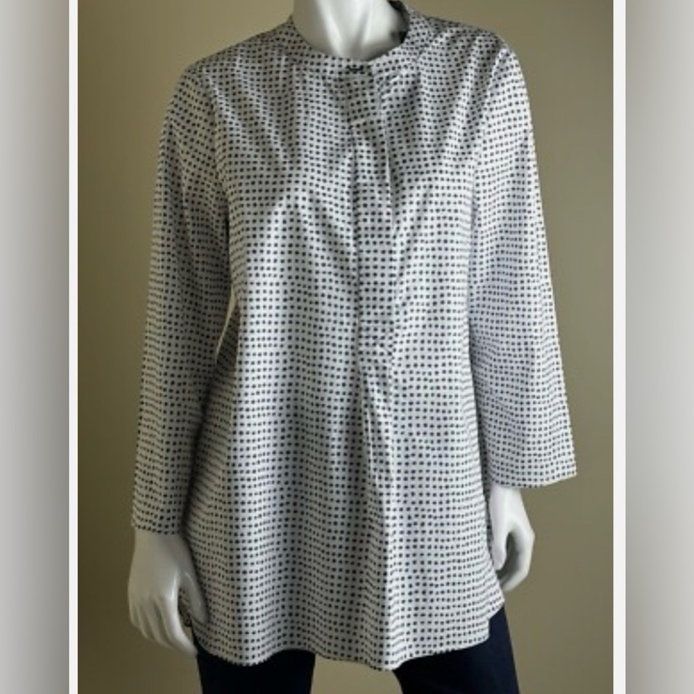 Donna Karan Black and White Patterned Button Down Shirt NEW size XL